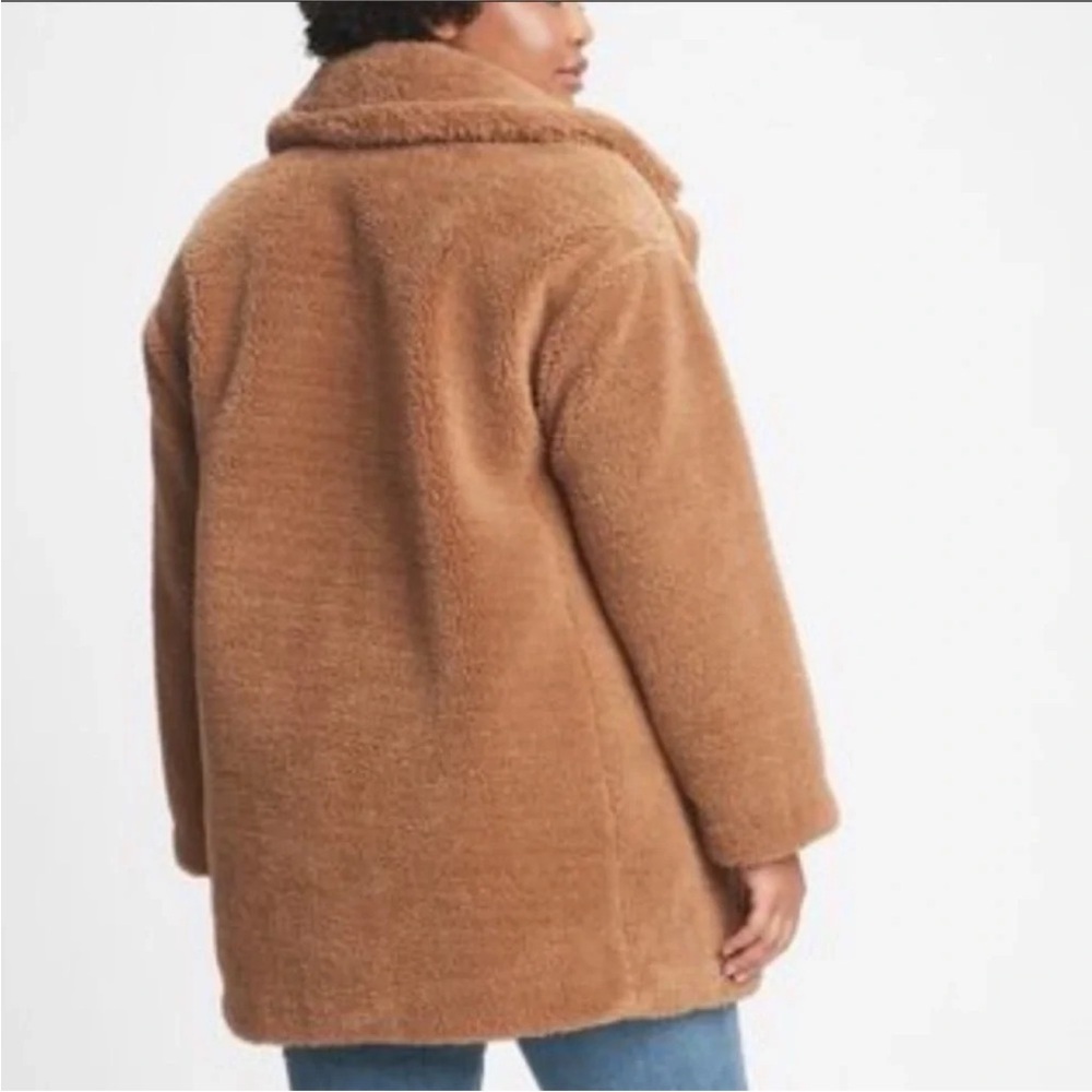 Gap Womens Fleece Oversized Teddy Coat Longline Winter Warm Button Up - Picture 2 of 5